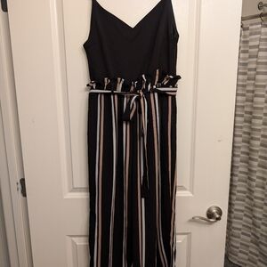 Elegant Black Striped Jumpsuit